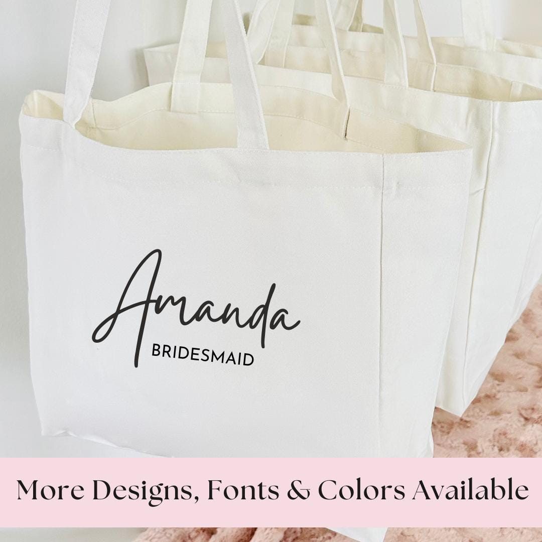 Personalized Bridesmaid Tote Bag With Name Bridesmaid Gift Bag ...