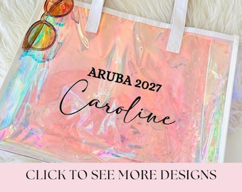 Personalized beach tote bag,Beach Clear bag,Bridal Shower Bag, Bachelorette party gift bag, Custom trip bag,vacation Beach Bag, Cruise totes