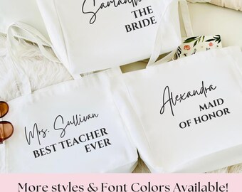 Personalized White Canvas Tote Bag: Bridesmaid Proposal Gift