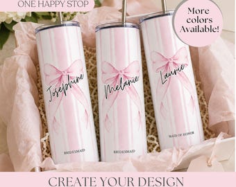 Bridesmaid Gift, Personalized Tumbler with Lid and Straw, 20oz Skinny Cup, Bridesmaid Tumbler, Bridesmaid Proposal, Bachelorette Party Gifts