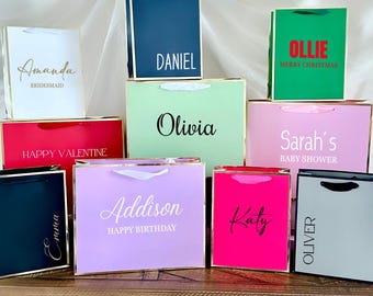 Personalized Name Gift Bags, Ribbon Tie Rope Gift Bags, Thank You Gift Bags, Birthday Gift Bags, Wedding Gift Bags, Bridesmaid Gift Bags