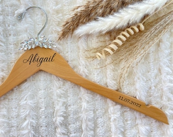 Personalized Wedding Hanger with Crystals - Sparkling Last Name Hanger for Bride- Custom Bridal Gift