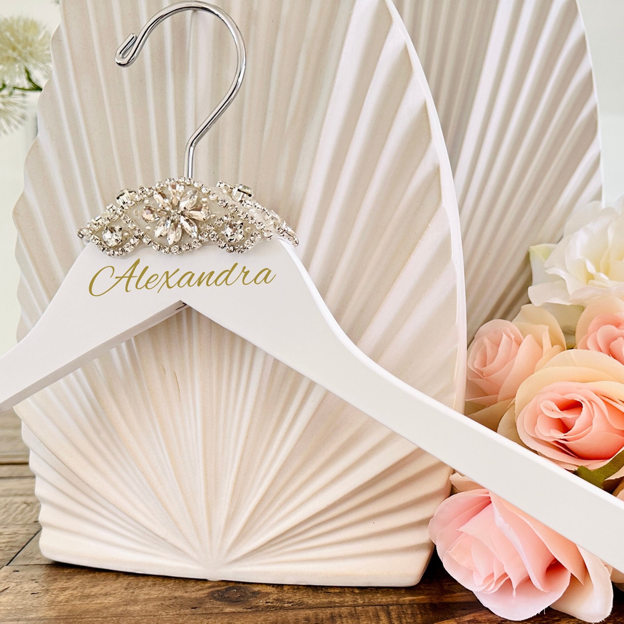 open lace back dress Personalized Bride Hanger with Bow main image 1