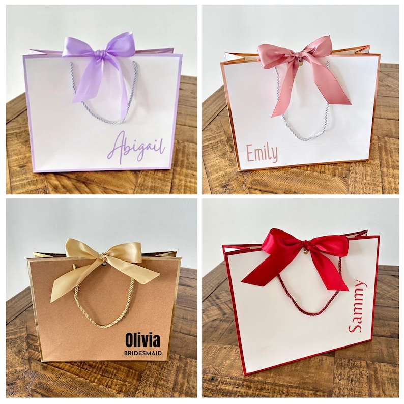 Personalized Bridesmaid Gift Bags, Custom Wedding Gift Bags,Bachelorette Party Bag,Welcome Gift Bags,Bridal Party Gift Bags,Elegant Gift Bag image 4