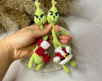 Gehaakte Grinch-sleutelhanger - Grinch-kerstbedel