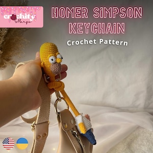 Homer Simpson Crochet Pattern PDF | Premium Amigurumi Keychain Tutorial | Cartoon Plush Toy Design | Advanced Crochet Project