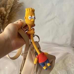 Handgemachte Bart Simpson häkeln Schlüsselanhänger - Einzigartiges Amigurumi Geschenk
