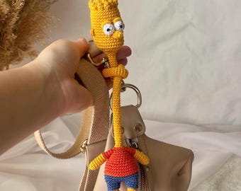 Handmade Bart Simpson Keychain – Funny Crochet Gift for Simpsons Fans & Collectors
