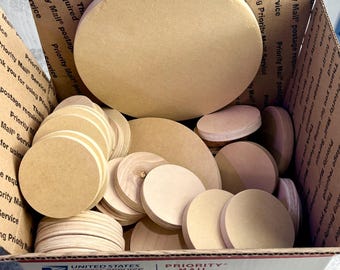 CLEARANCE - Huge Discount - Birch Plywood / MDF Circles - Scratch & Dent - Box C