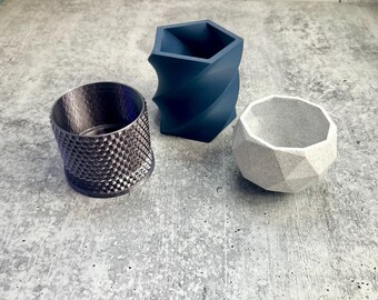 CLEARANCE - Set of Three - 3D Printed Plant Pot - Indoor Pot for Plant -  Planter - Home Decor