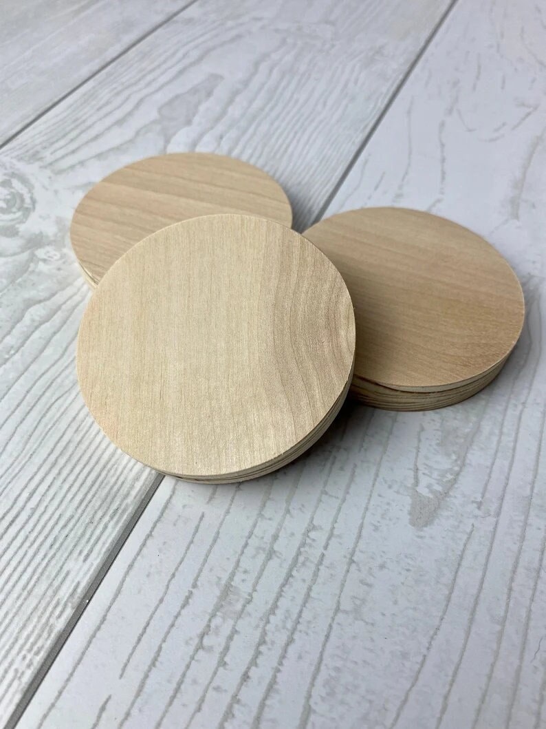 25 Wooden Circles, 1.75 Inch Wooden Disc, Wooden Disk 1 3/4 X 1/8
