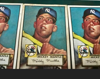 1952 Mickey  Mantle #311 Vintage Art  Card New York Yankees . Set of 3 Mickey Mantles