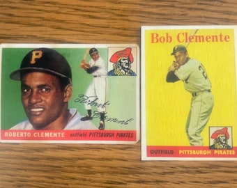 1955 Roberto Clemente Rookie Card. #164 and 1958 Roberto Clemente#52 baseball cards. Gift for dad