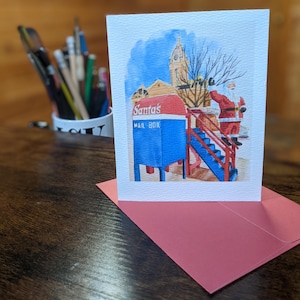 Biglietto di auguri per le feste -- Cassetta postale di Babbo Natale