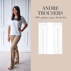 Trousers with elastic in waistband and pleats PDF sewing pattern