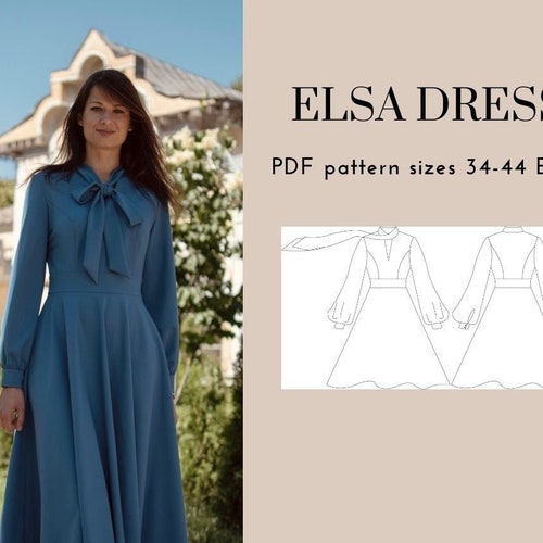 PDF Sewing Pattern Women High Neck Dress snowball size - Etsy
