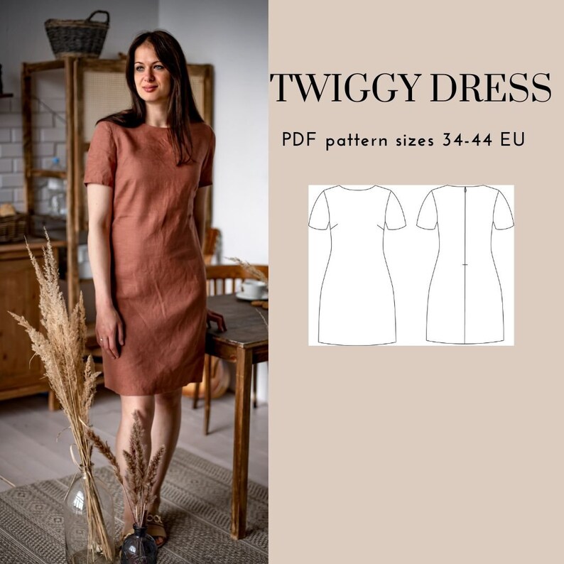 Straight Basic Dress PDF Sewing Pattern PDF Sewing Pattern Etsy