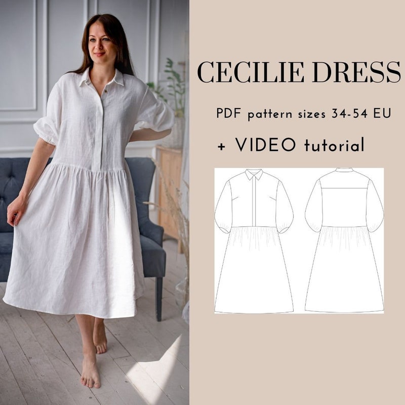 Shirt Dress Pattern Etsy