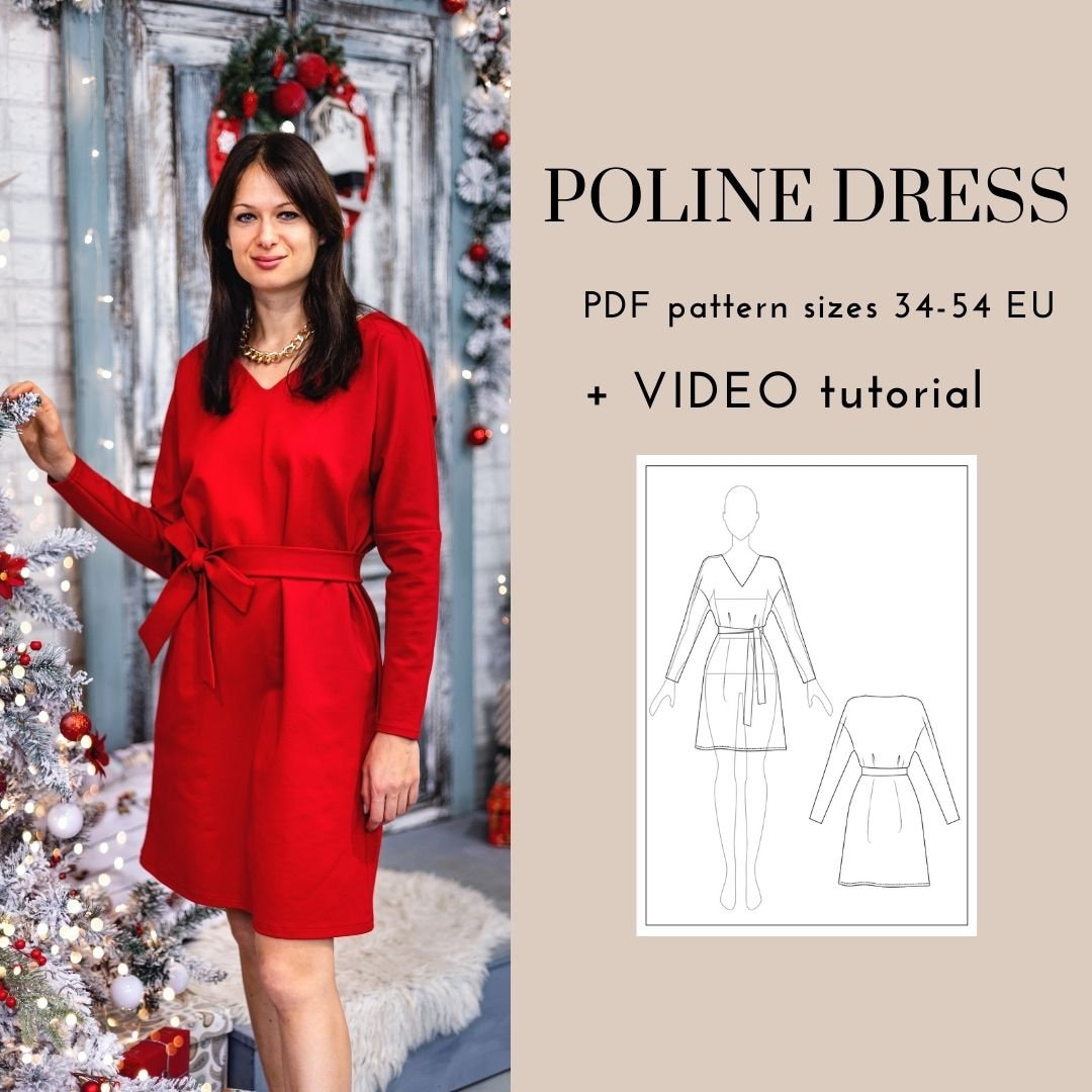 V-neckline Dress PDF Sewing Pattern With Video Tutorial - Etsy