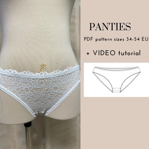 Classic medium rise panties PDF sewing pattern (lace panties) with video tutorial