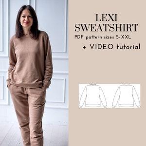 Basic sweatshirt PDF sewing pattern with video tutorial