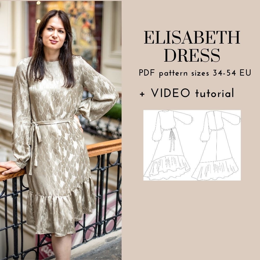 Frill Midi Dress PDF Sewing Pattern With Video Tutorial - Etsy