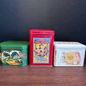 Vintage tin canisters.