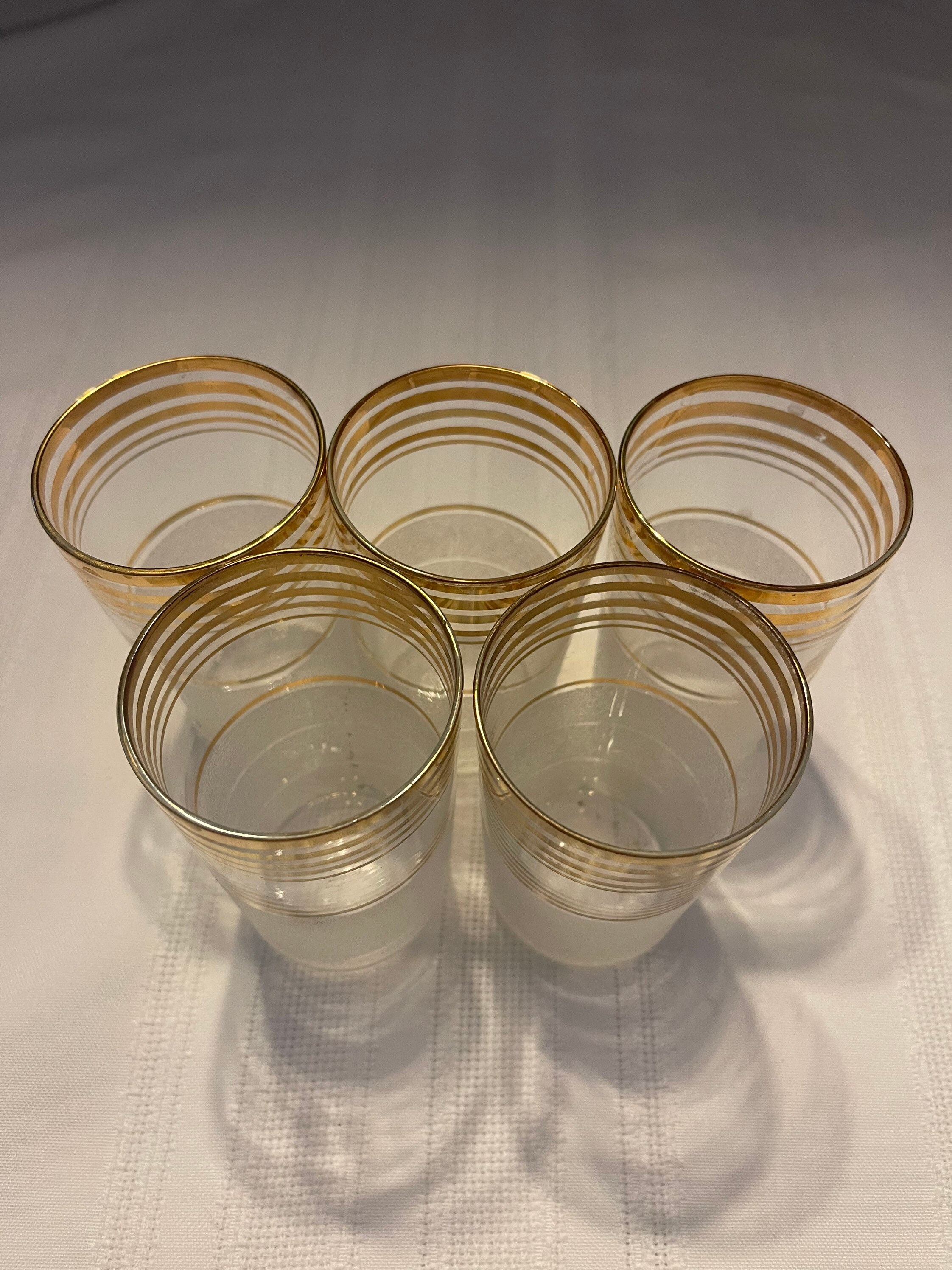 Set 5 Vintage Frosted and Gold Stripe Cocktail Glasses. Etsy