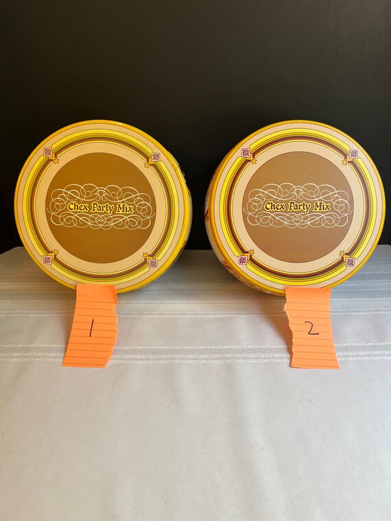 Vintage Chex Party Mix Tin 8 Round Yellow Lid Recipes Four Etsy