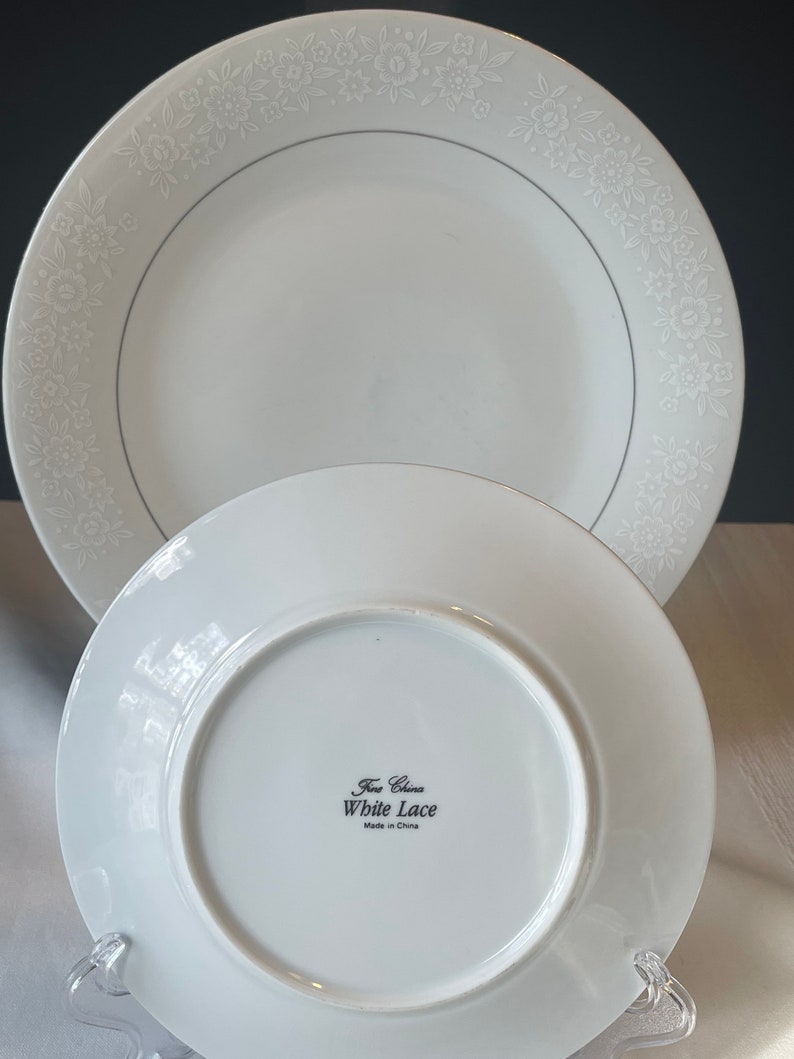 Vintage Fine China white Lace Plates. Etsy