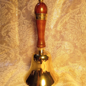 Large Brass Dinner Bell with Wooden handle