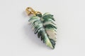 Philodendron Caramel Marble Leather Bag Charm, Plant Key Chain, Bag Accessories, Small Size Decor with Shiny Brass Clasp, Plant Lovers Gift product logo