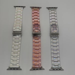 Iridescent Resin Apple Watch Band: Lightweight Ceramic Strap