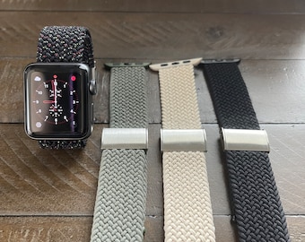 Braided Stretchy Nylon Apple Watch Band: Adjustable Comfort Fit