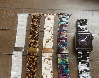 Resin marble for Apple watch bands 38/40/41mm 42/44/45mm lightweight ceramic resin adjustable strap for IWatch