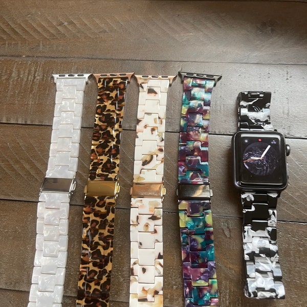 Resin marble for Apple watch bands 38/40/41mm 42/44/45mm lightweight ceramic resin adjustable strap for IWatch