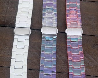 Iridescent Resin Apple Watch Band: Lightweight Ceramic Strap