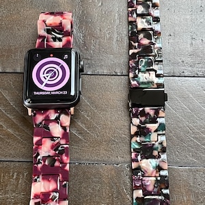 RESIN MARBLE BANDS, Resin Ceramic Apple Watch Band Straps, 38/40/41mm 42/44/45mm Lightweight Ceramic Resin Adjustable Strap For Apple Watch