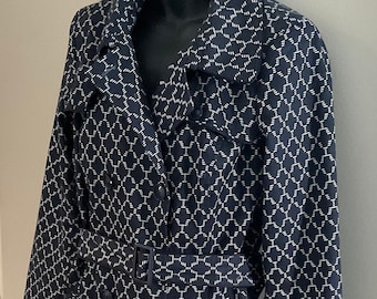 Navy & White Trench Coat,Raincoat, size 10 Tall