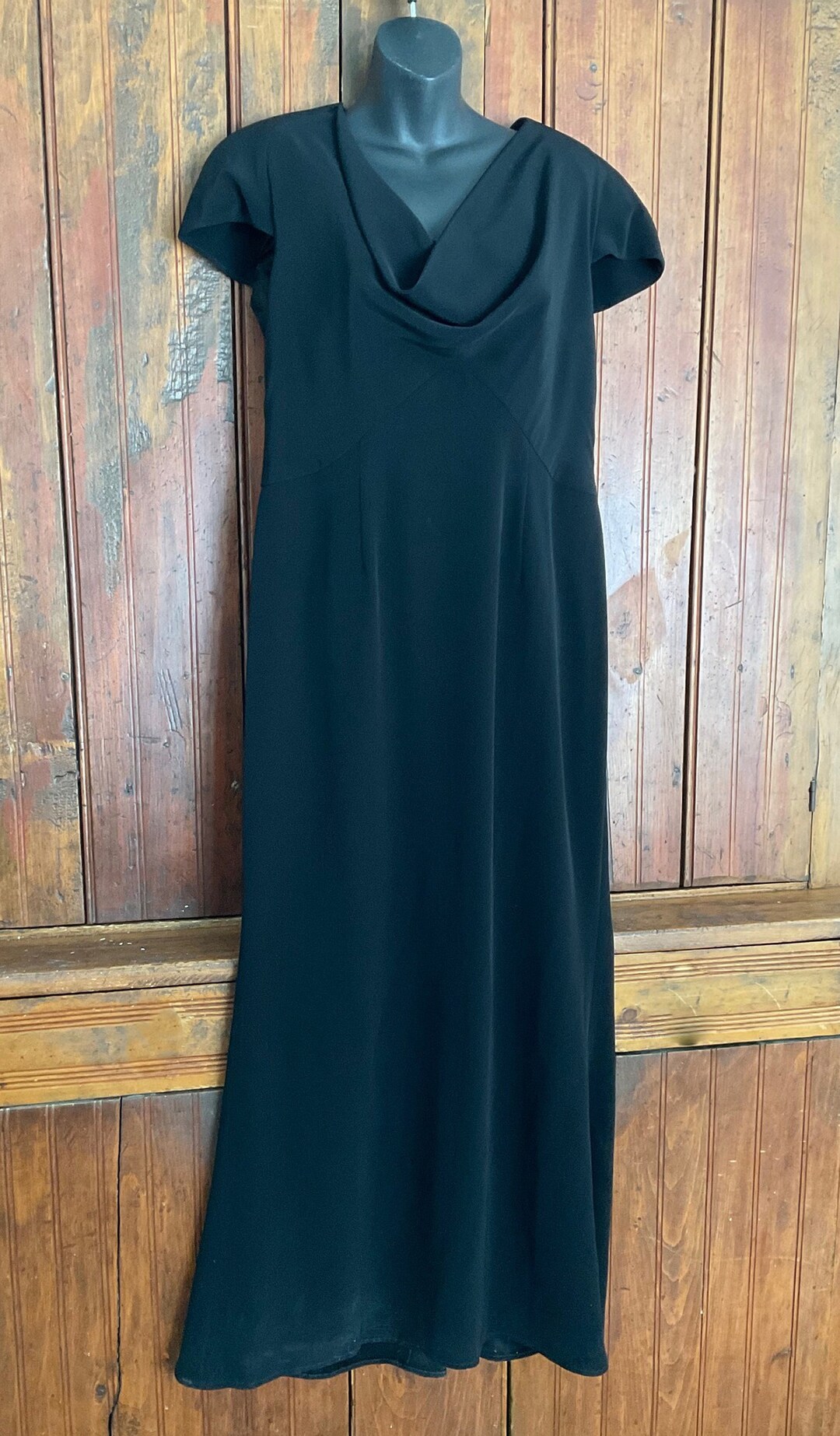 Black Cowl Neck Floor Length Cocktail Dress Size 12 Biba Etsy