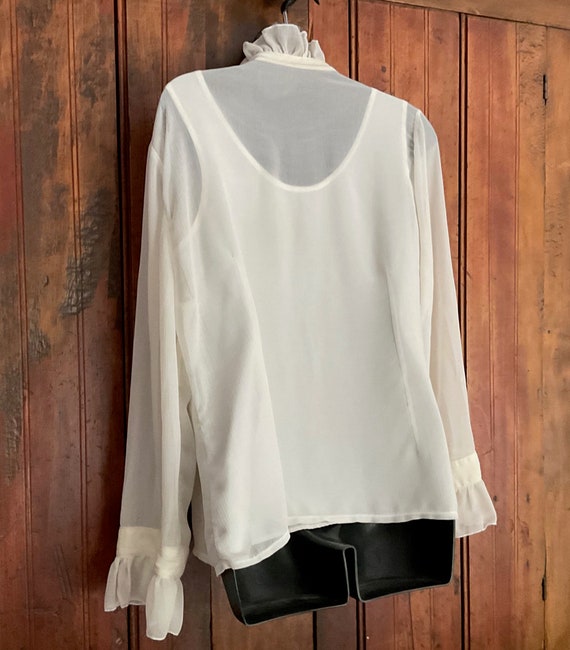 Sheer cream coloured blouse with under-vest and f… - image 6