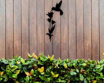 Outdoor Patio Wall Art, Hummingbird Art, Flower Wall Art, Garden Metal Art, Unique Floral Wall Art, Bird lover Wall Hang, Housewarming Gift