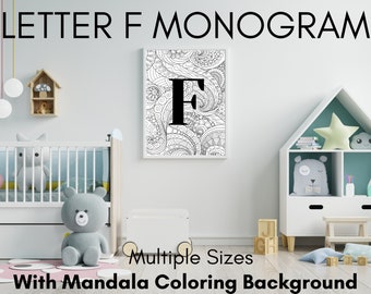 Letter F Nursery Wall Art Alphabet Poster in sizes 8x10, 11x17, 18x24, and 24x36