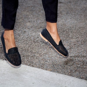 Raffia mesh loafer