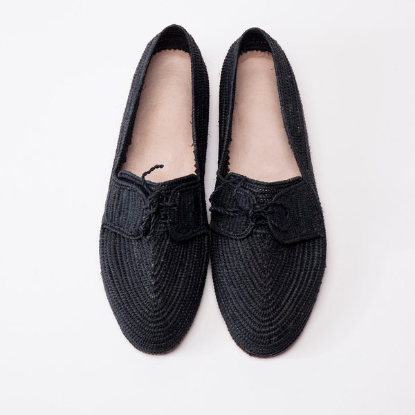 Raffia Lace Up Flat