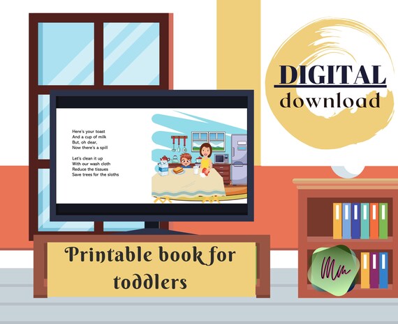 Printable book for kids, instant download, bedtime stories for toddlers, ebooks for babies, off to school story, children's story book