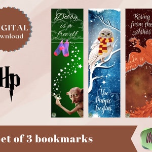 Druckbare Lesezeichen-Set, Zauberwelt Thema, Magische Kreaturen Buchliebhaber Geschenke für Hexen, Zauberer und Muggel, digitaler Download
