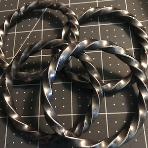 One Large (2.25"ID) Twisted Blacksmith Steel Belt Ring Fits 2" Belt