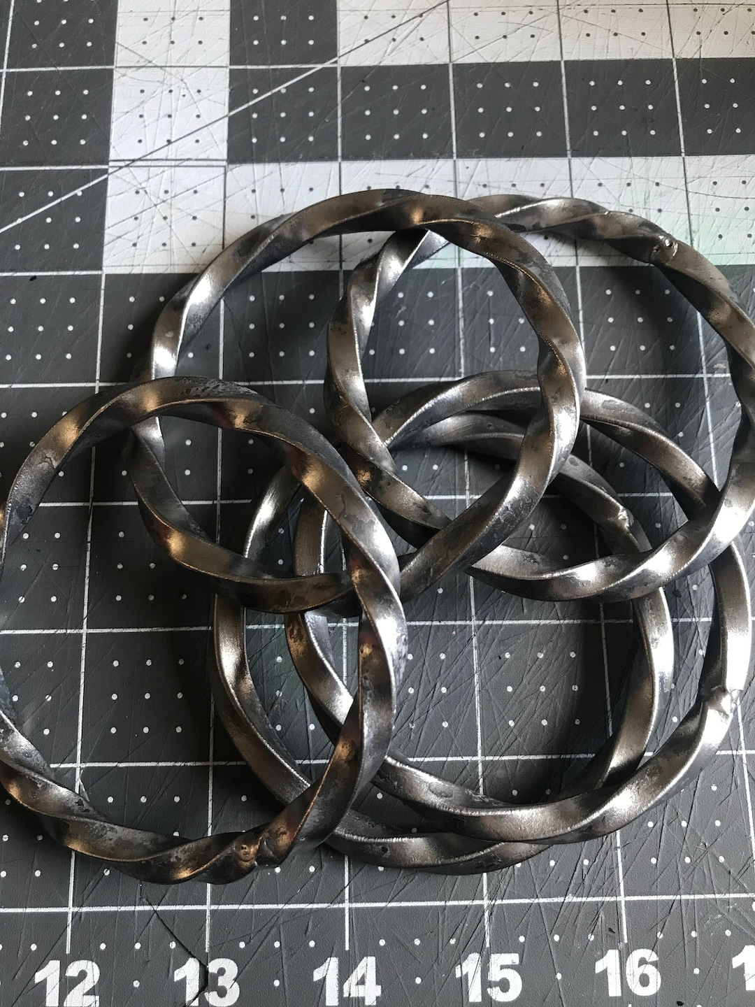 One Extra Large 3id Twisted Metal Ring Blacksmithed Made for 22.5 Belt