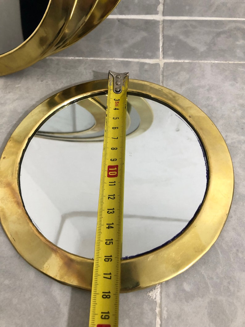 Set of 4 Round Brass Mirror, 4 Different Size of Wall Mirror, Handmade